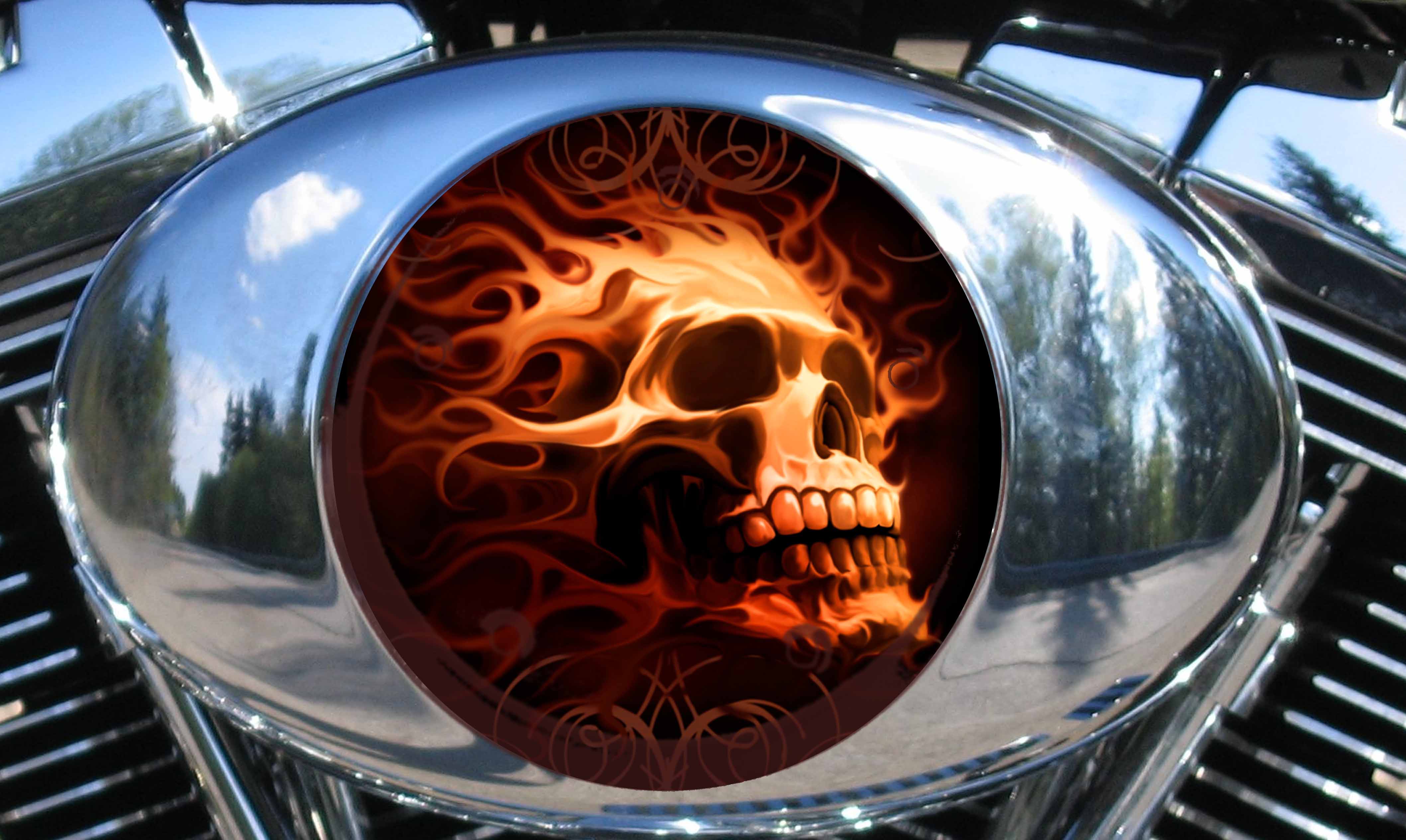 Custom Air Cleaner Cover - Fire Skull